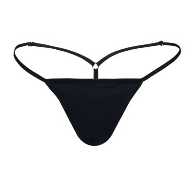 Men's Elegant Black Cotton Spandex G-String Thong - Booty Bling