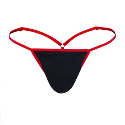 Men's Elegant Black/Red Stretch Mesh G-String - Booty Bling