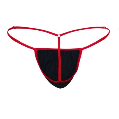 Men's Elegant Black/Red Stretch Mesh G-String Thong -Booty Bling