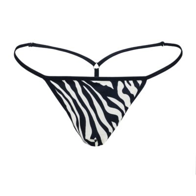 Men's Elegant Black/White, Cotton/Spandex G-String - Booty Bling