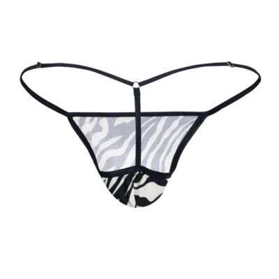 Men's Elegant Black/White Cotton/Spandex G-String - Booty Bling