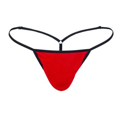 Men's Elegant Red/Black Stretch Mesh G-String - Booty Bling