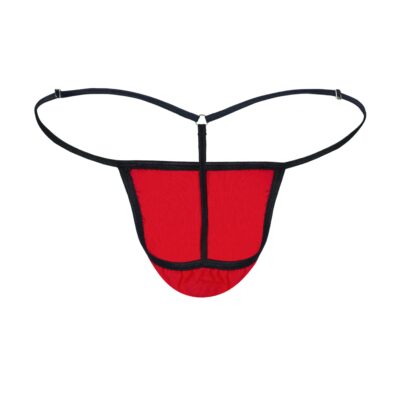 Men's Elegant Red/Black Stretch Mesh G-String - Booty Bling