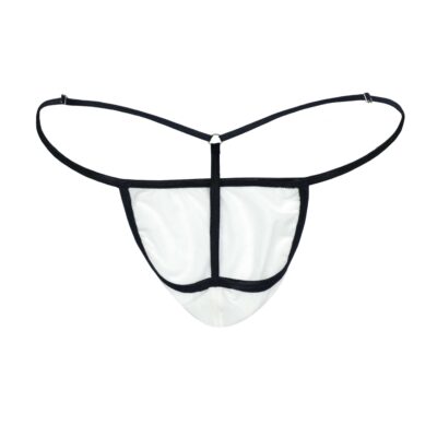 Men's Elegant White Black Stretch Mesh G-String Thong- Booty Bling