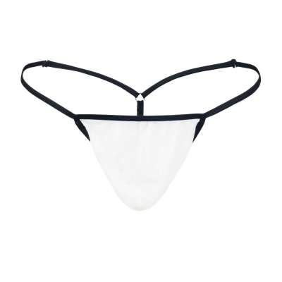 Men's Elegant White Black Stretch Mesh G-String Thong- Booty Bling