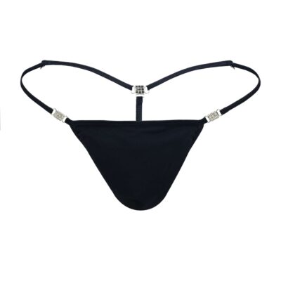 Men's Elite Black Cotton Spandex G-String Thong Booty Bling