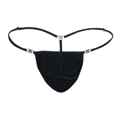 Men's Elite Black Cotton Spandex G-String Thong- Booty Bling