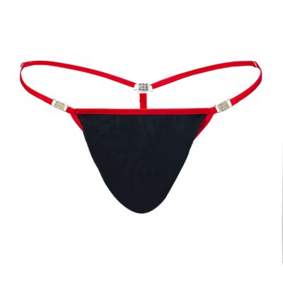 Men's Elite Black Red Stretch Mesh G-String Thong - Booty Bling