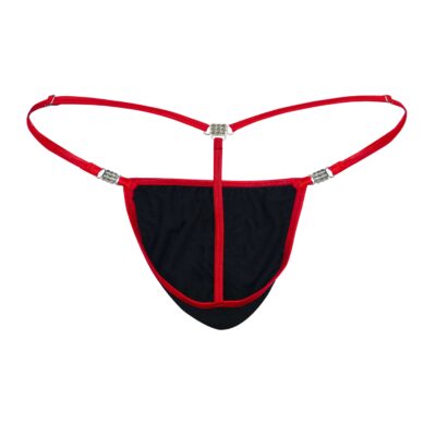 Men's Elite Black Red Stretch Mesh G-String Thong- Booty Bling