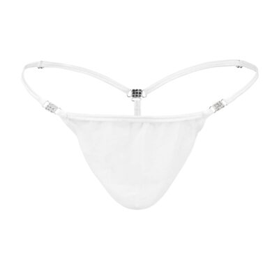 Men's Elite White Stretch Mesh G-String Thongs - Booty Bling