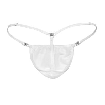 Men's Elite White Stretch Mesh G-String Thong- Booty Bling