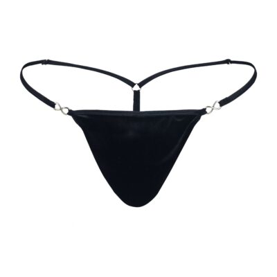 Men's Exquisite Black Velvet G-String Thong Booty Bling