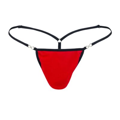 Men's Exquisite Red Black Stretch Mesh G-String Thong - Booty Bling