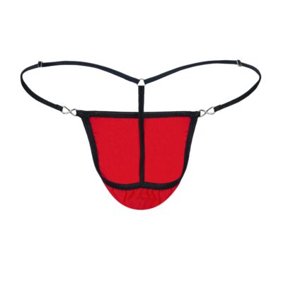 Men's Exquisite Red Black Stretch Mesh G-String Thong