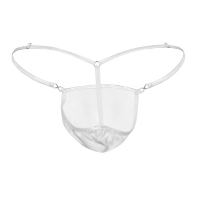 Men's Exquisite White Cotton Spandex G-String Thong - Booty Bling