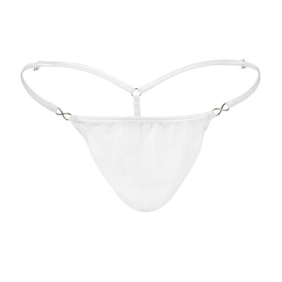 Men's Exquisite White Stretch Mesh G-String Thong - Booty Bling