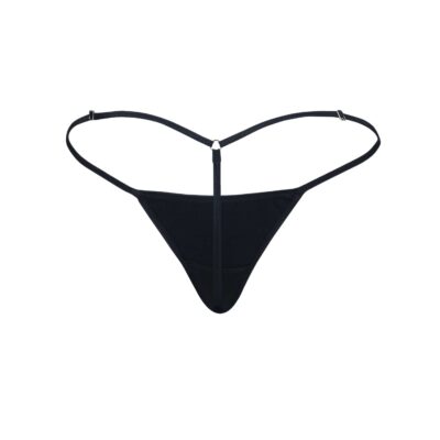 Women's Elegant Black Cotton Spandex G-String Thong