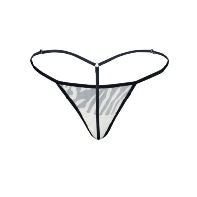 Women's Elegant Black White Cotton Spandex G-String Thong - Booty Bling