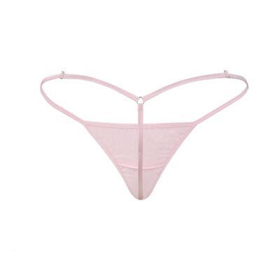 Women's Elegant Pink Cotton Spandex G-String Thong- Booty Bling