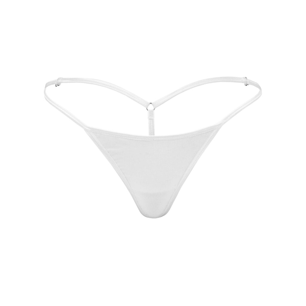 Women's Elegant White Cotton/Spandex G-String Thong - Booty Bling