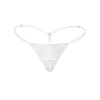 Women's Elegant White Cotton Spandex G-String Thong- Booty Bling