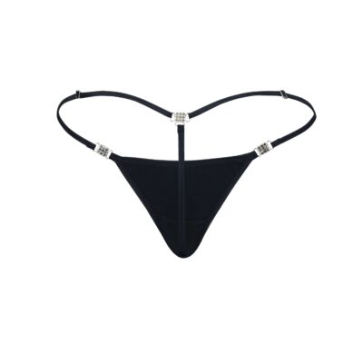 Women's Elite Black Cotton Spandex G-String Thong