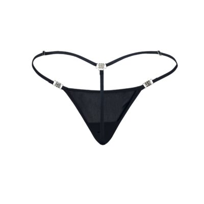 Women's Elite Black Stretch Mesh G-String Thong- Booty Bling