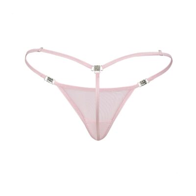 Women's Elite Pink Stretch Mesh G-String Thong Booty Bling