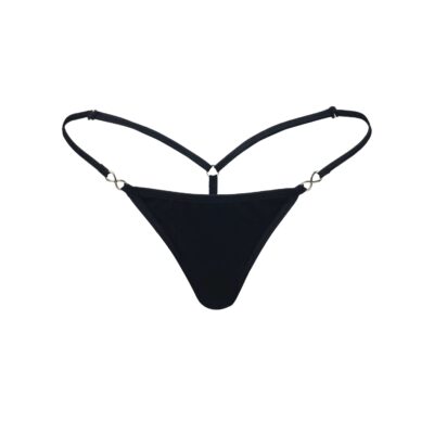 Women's Exquisite Black Cotton Spandex G -String Thong - Booty Bling