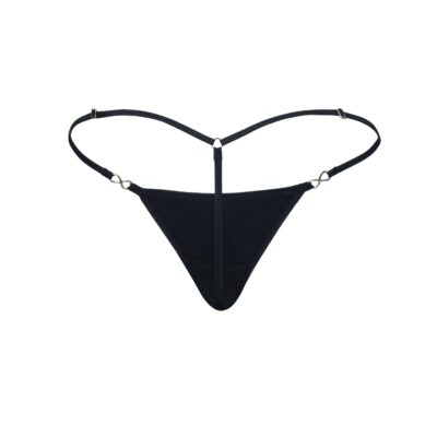 Women's Exquisite Black Cotton Spandex G -String Thong- Booty Bling