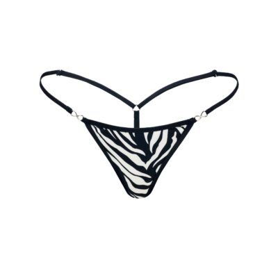 Women's Exquisite Black White Cotton Spandex G-String Thong