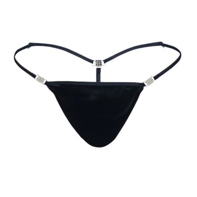 Men's Elite Black Velvet G-String Thong -Booty Bling