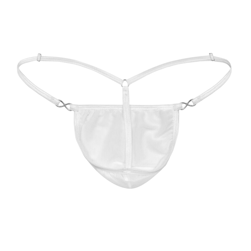 Stringy Elastic Mesh Men's Exquisite Stretch Mesh G String White - Booty Bling